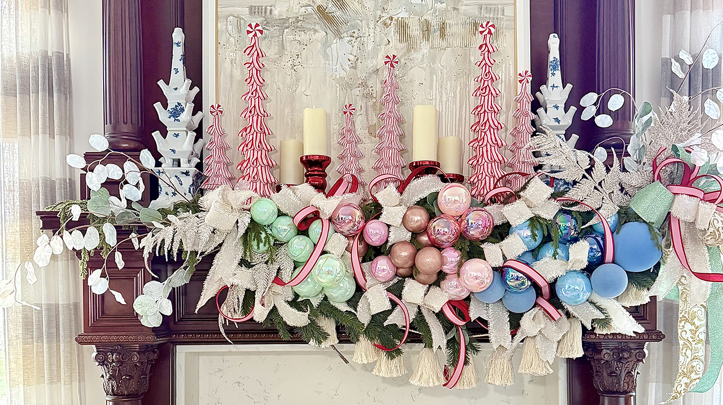 mantle with ornaments and candlesticks