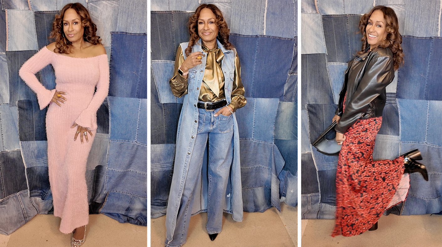 Woman modeling different winter outfits