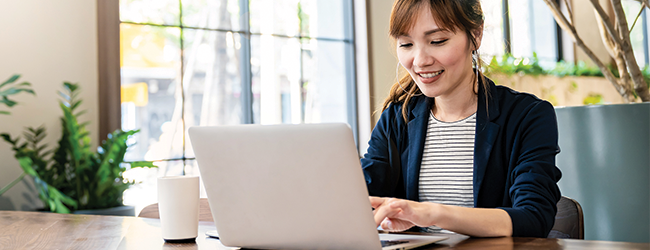 woman working at laptop