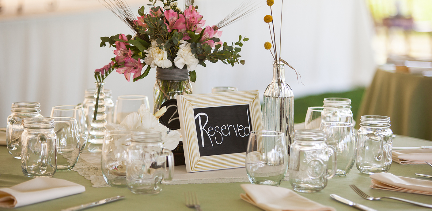 Thrifted items used as wedding decor and arrangements