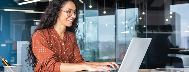 woman working on laptop