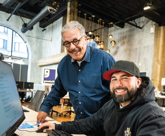 two men smiling