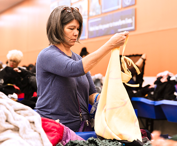 Person shopping at outlet store